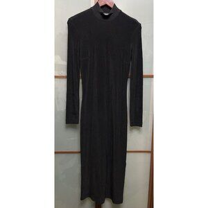 Gianfranco Ferre Jeans Vintage Black Hi Neck Ribbed Maxi Dress 42 It 6 US Medium